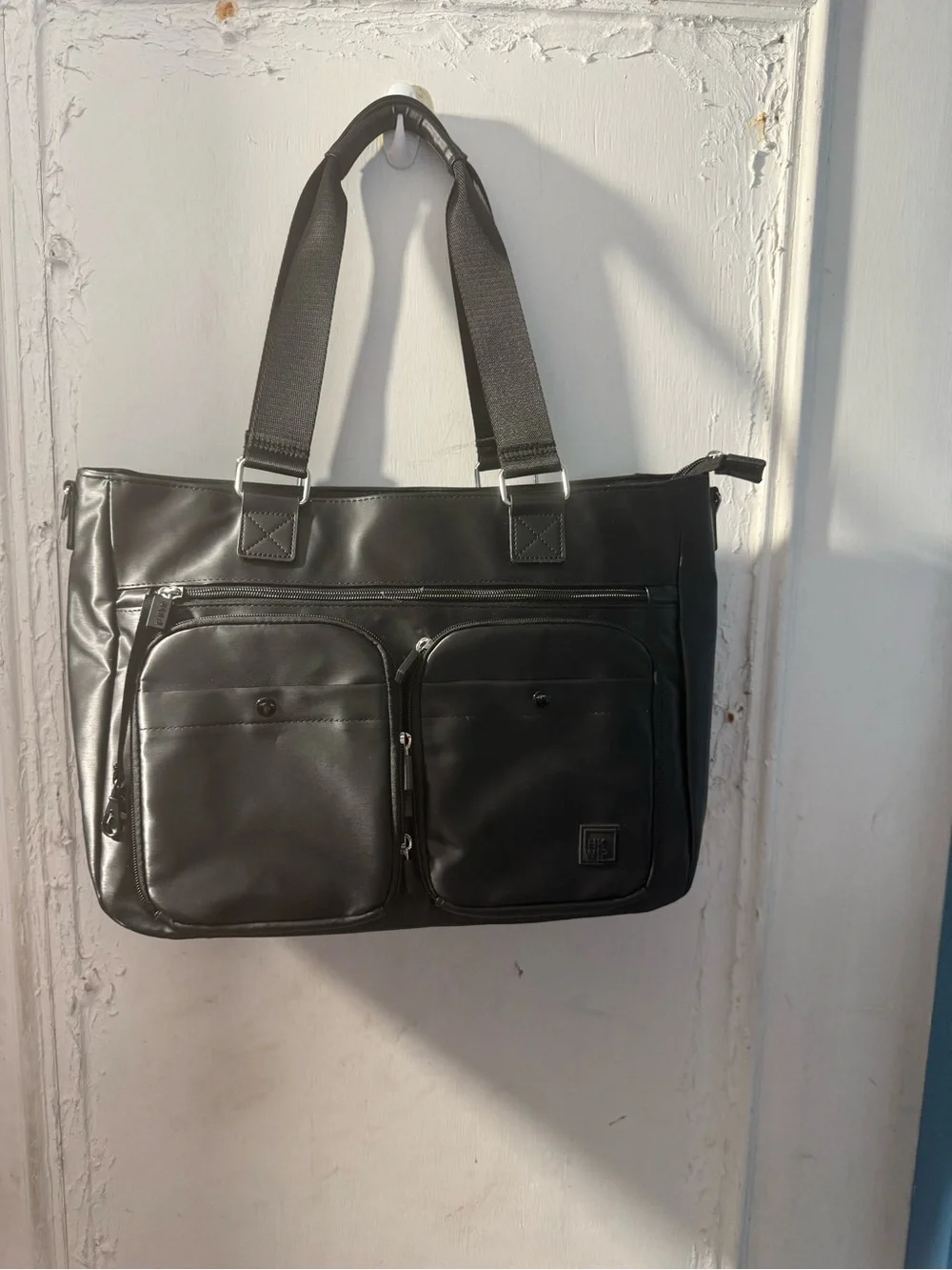 IHKWIP Cargo Catchall Tote with Two Crossbody Straps Metallic Black